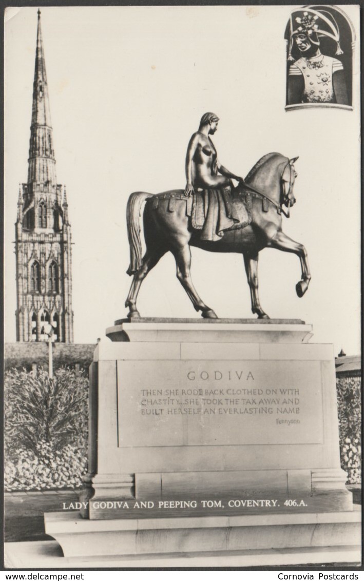 Lady Godiva And Peeping Tom, Coventry, Warwickshire, 1963 - Busst RP Postcard - Coventry