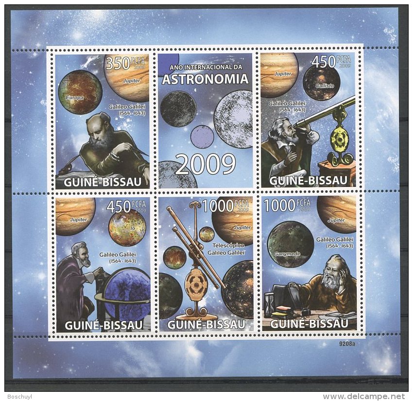 Guinea Bissau, 2009, International Year Of Astronomy, Space, Galilei, United Nations, MNH, Michel 4091-4095 - Guinée-Bissau