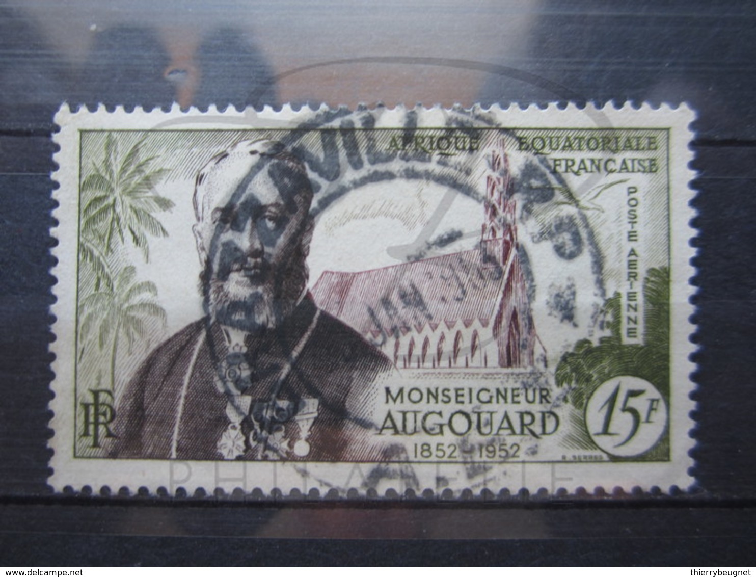 VEND BEAU TIMBRE DE POSTE AERIENNE D ' A.E.F. N° 56 , CACHET " BRAZZAVILLE R.P. " !!! - Usados