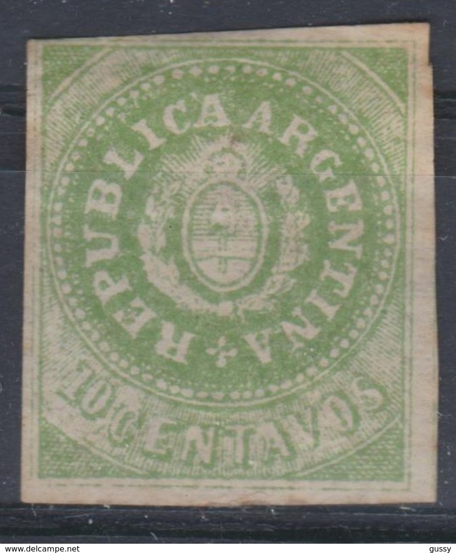 ARGENTINE 1862-1864:  10c, Vert-jaune,  Sans Accent Sur L'U De 'REPUBLICA', (Y&T 6c), Neuf *, Forte Cote - Ungebraucht