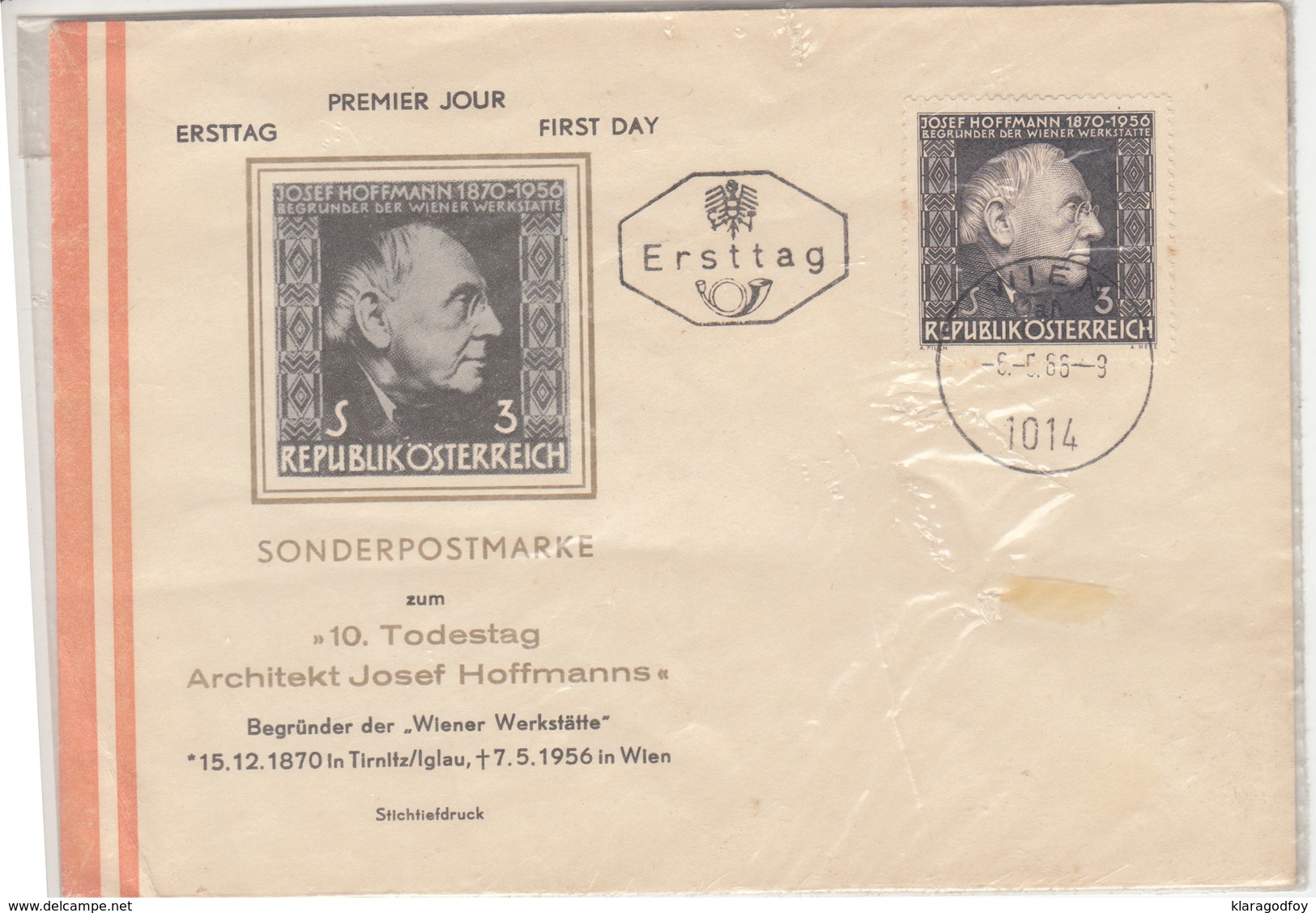 Austria, Josef Hoffmann FDC 1966 B180725 - FDC