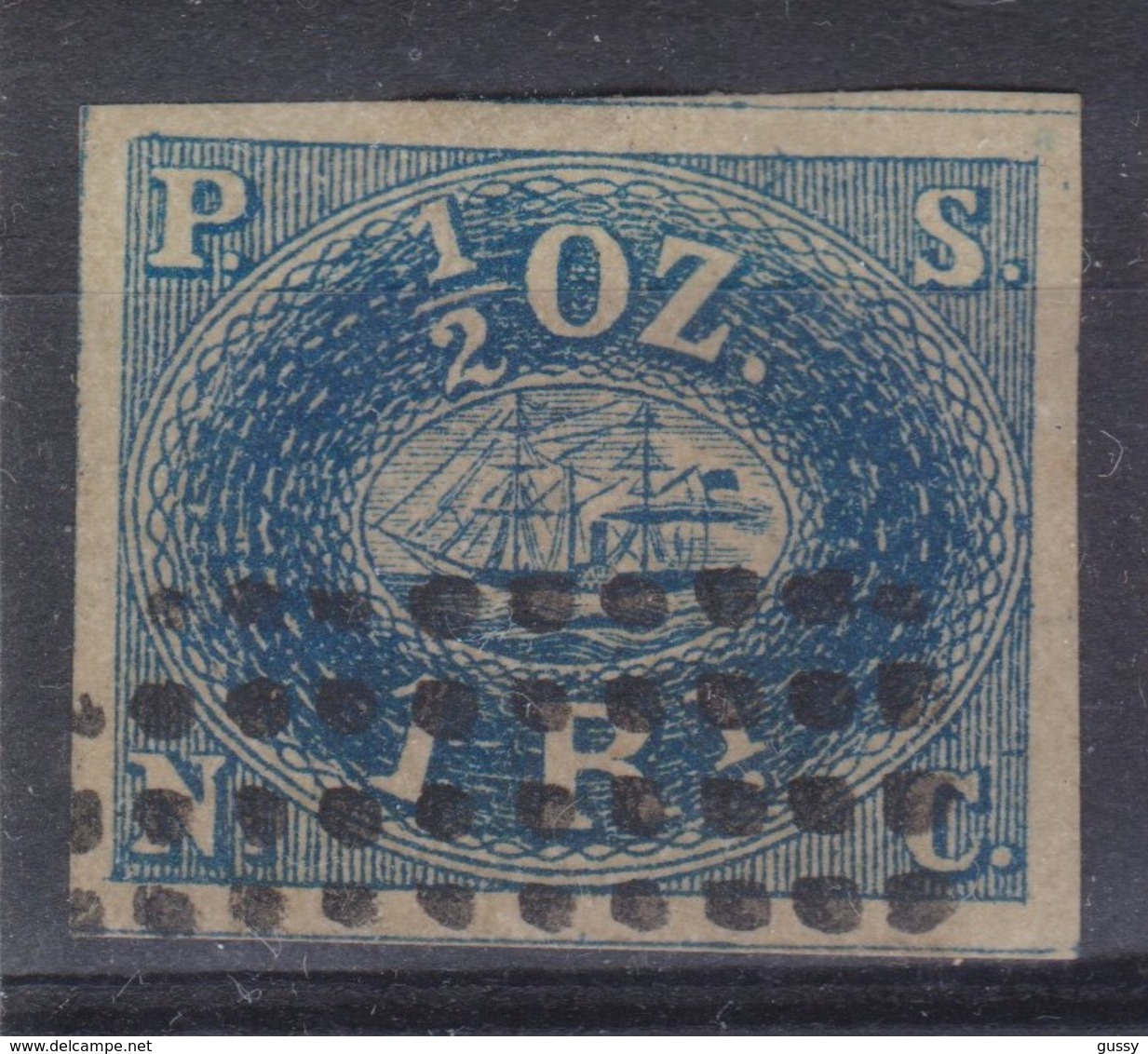 PEROU 1857: 1R Bleu Profond, Oblitéré, (Y&T 1), Cote Très élevée !!!, Mais Mais Authenticité Non Garantie - Peru