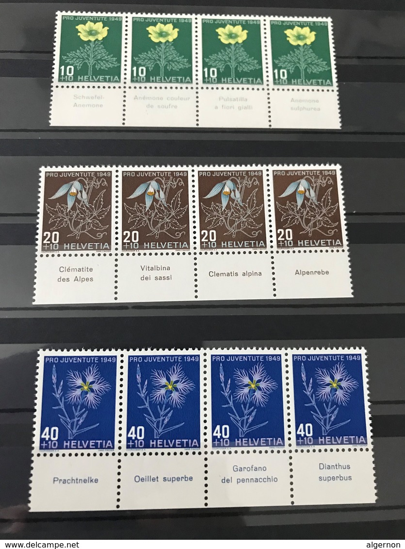 20342 - Pro Juventute 1949 N°130- 132 Bande De 4 Avec TABS ** - Neufs