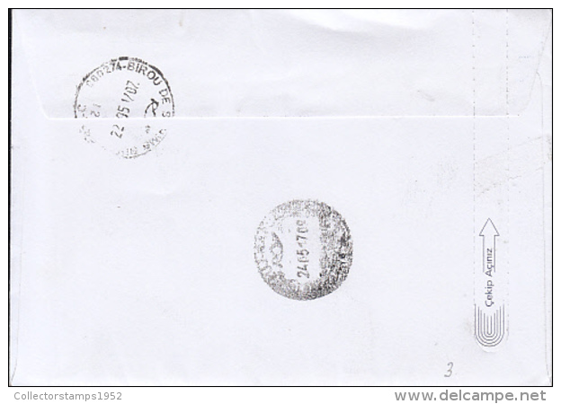 72307- GENCOSMAN BURSA, AMOUNT 1000, BLUE MACHINE STAMPS ON REGISTERED COVER, 2017, TURKEY - Covers & Documents