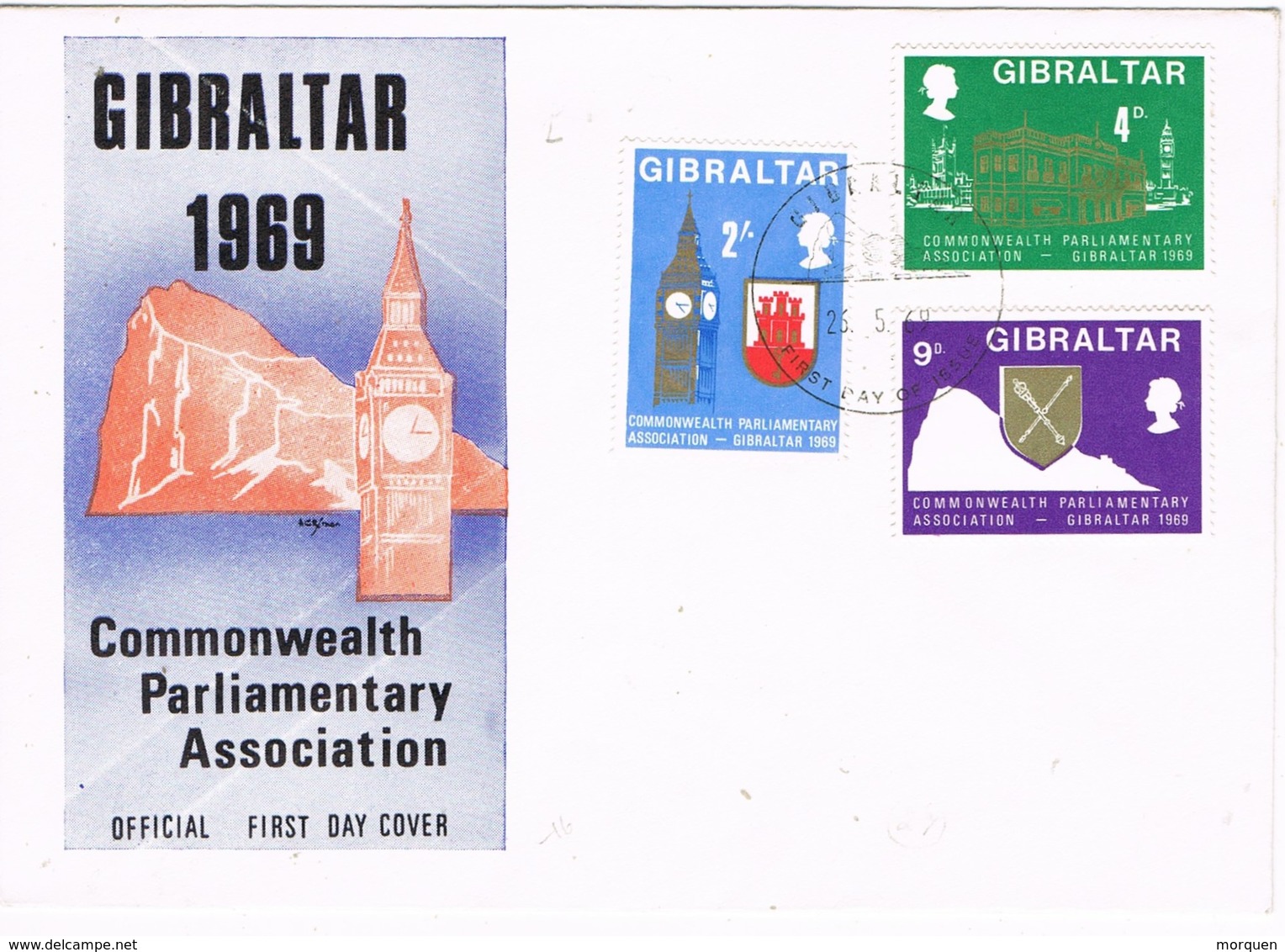 29497. Carta F.D.C. GIBRALTAR 1969. Parliament Association - Cartas & Documentos