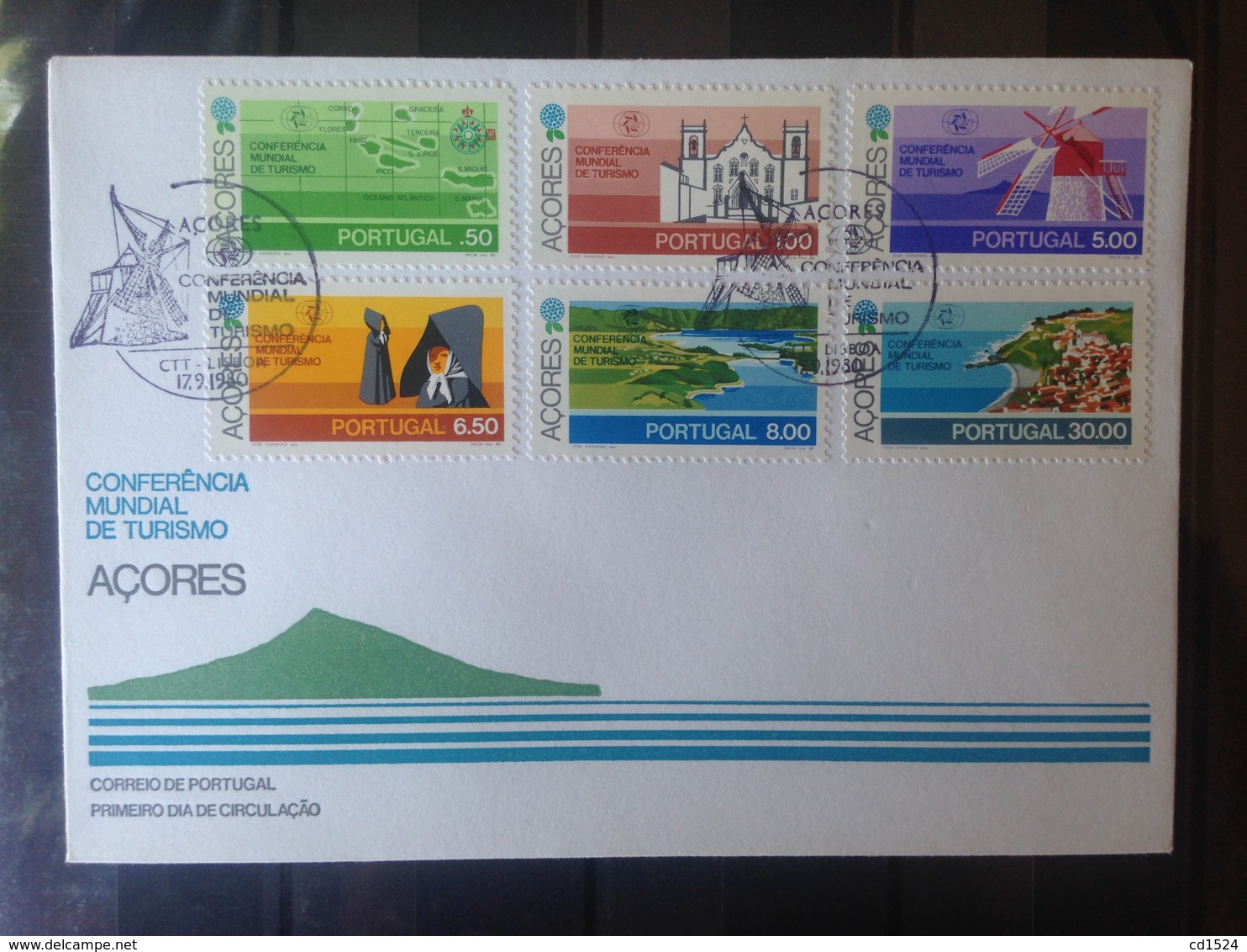 PORTUGAL  ACORES - Enveloppe 1er Jour - Série Conférence Mondiale De Tourisme - Lettres & Documents