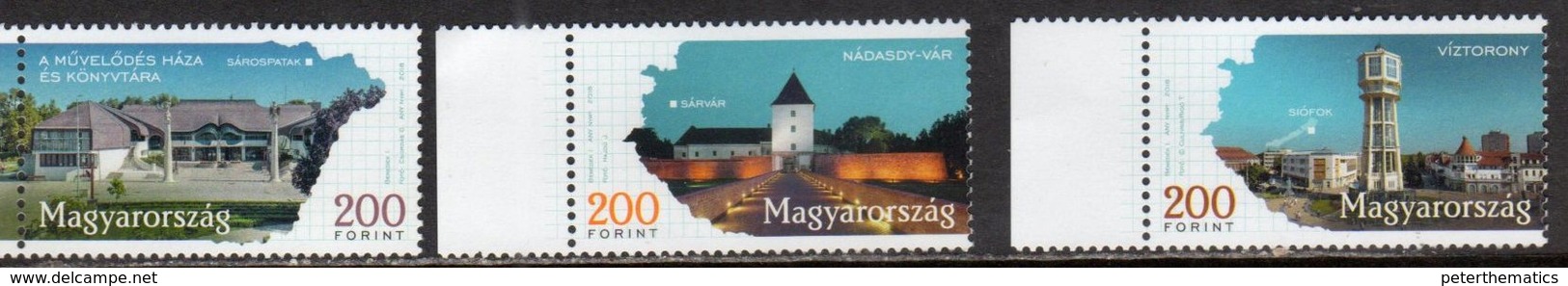 HUNGARY, 2018,MNH, REGIONS AND TOWNS, 3v - Geography