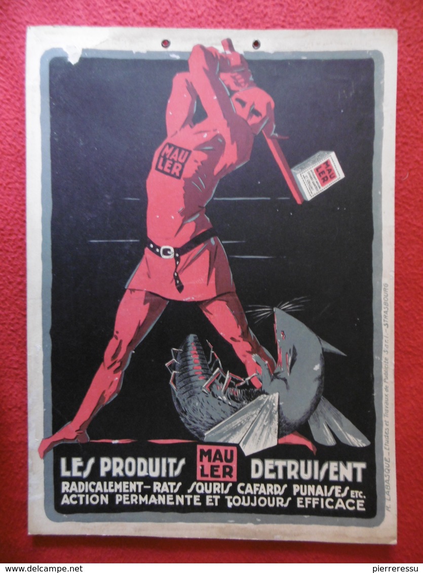 AFFICHE LABASQUE LES PRODUITS MAULER DETRUISENT RADICALEMENT RATS SOURIS CAFARDS PUNAISES - Affiches