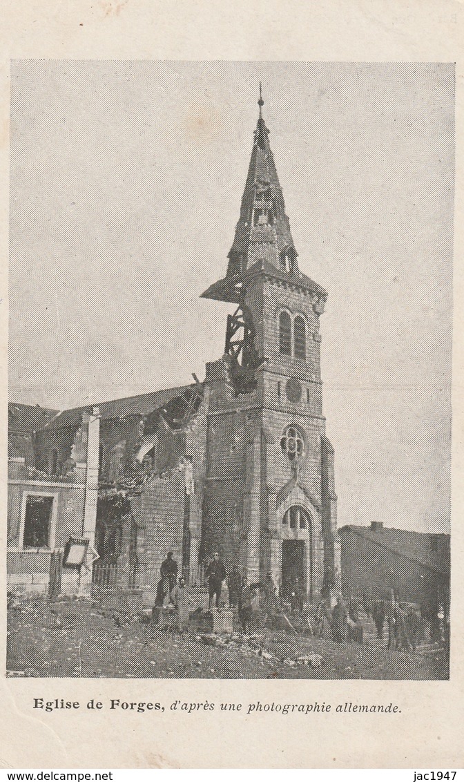 Carte Eglise De FORGES 1915 D'après Une Photographie Allemande. Cachet De Franchise Mlitaire - Other & Unclassified