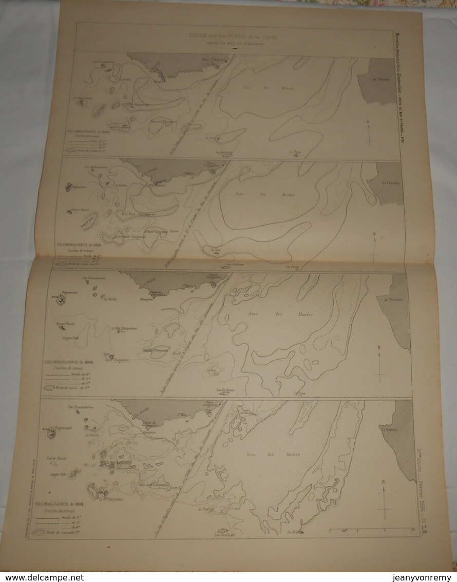 Plan De L'étude Sur Les Fonds De La Loire Entre La Mer Et Saint Nazaire. 1885. - Travaux Publics