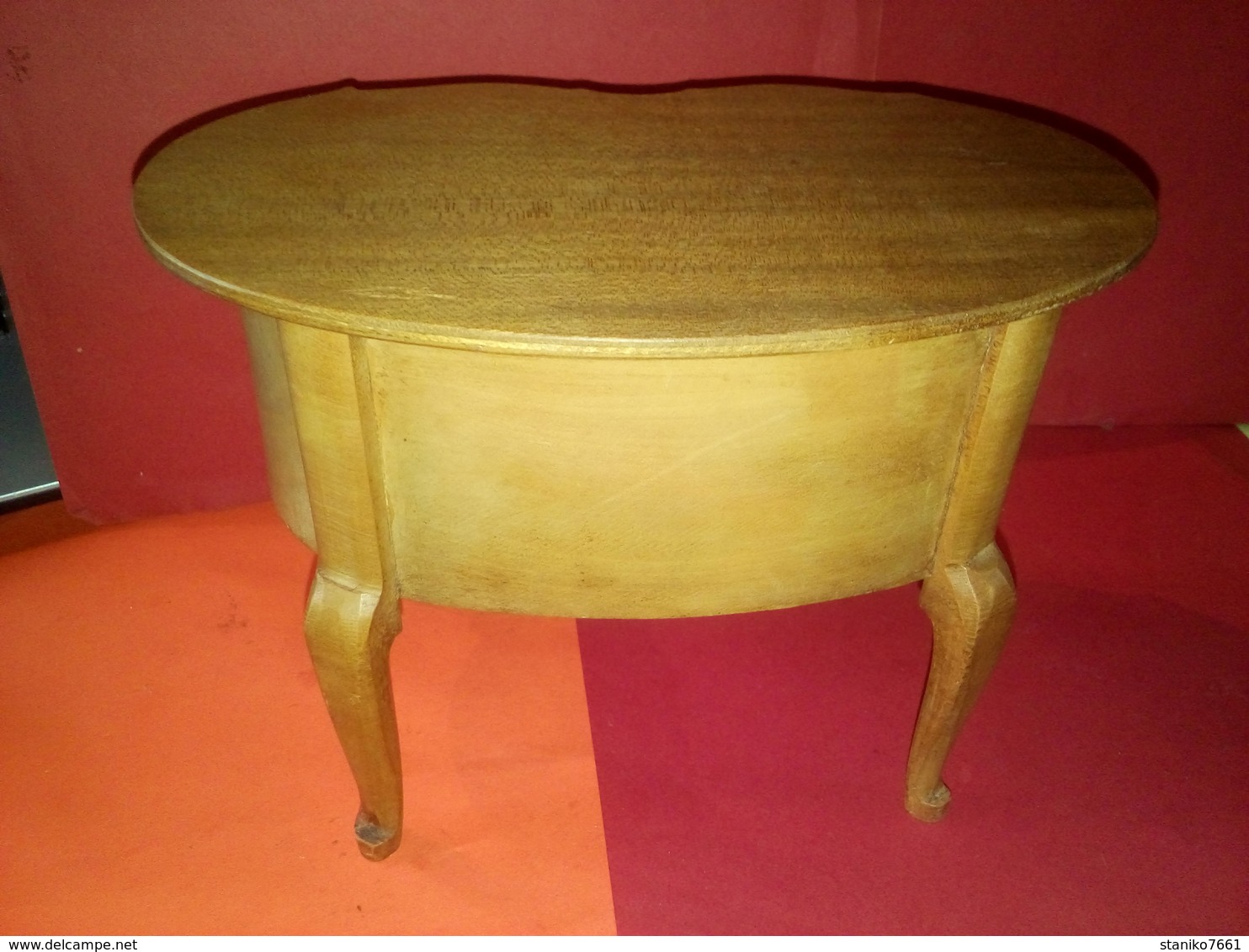 JOLIE COMMODE MINIATURE OVALE EN BOIS  2 TIROIRS Intérieur Feutre L 20 Cm X L 12.5 Cm H 14.5 Poids 385 Gr Voir Photos - Boîtes/Coffrets