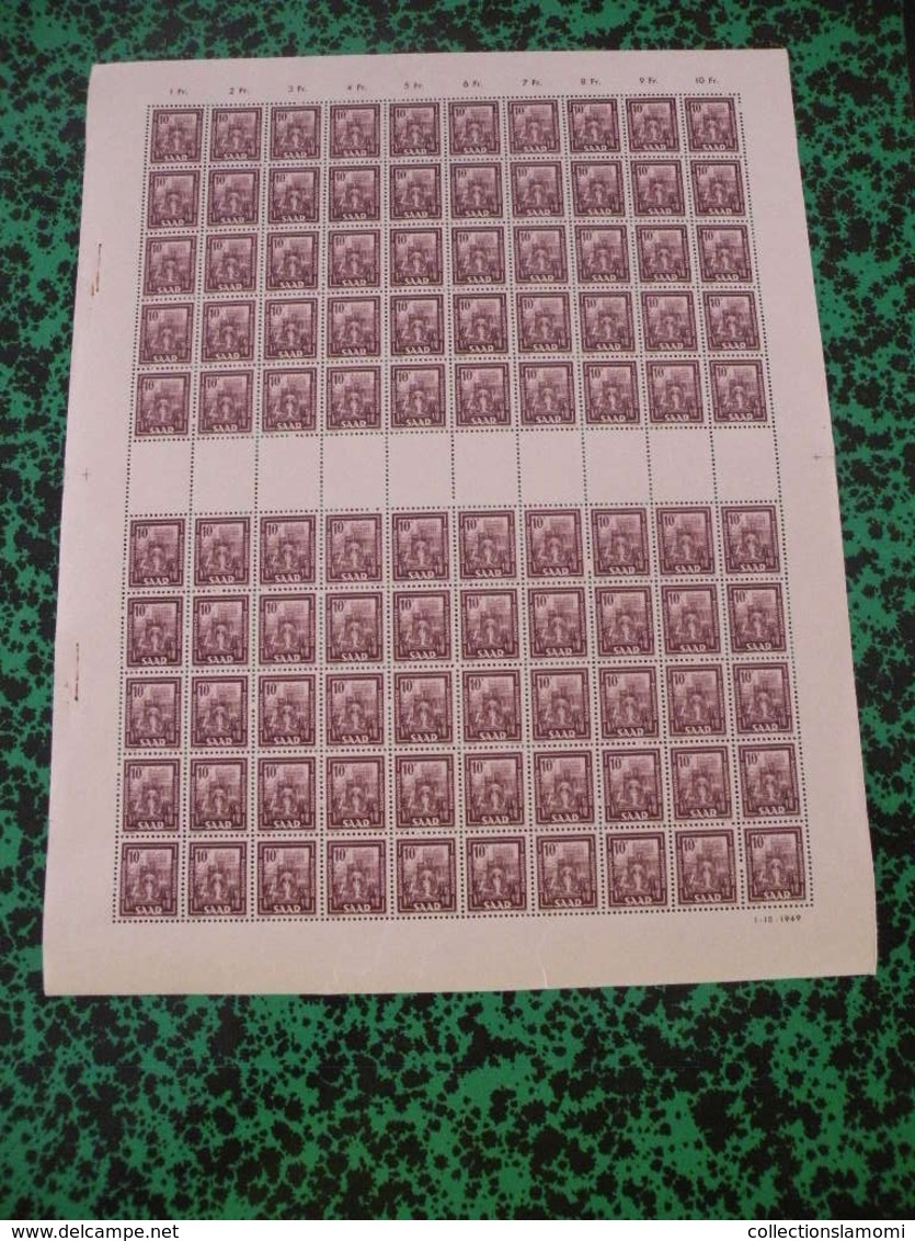 Feuille Neuf Coin Daté 1.10.1949 - La Sarre - N°255 Y&T Coté 30 En 2004 !! - Blocks & Sheetlets