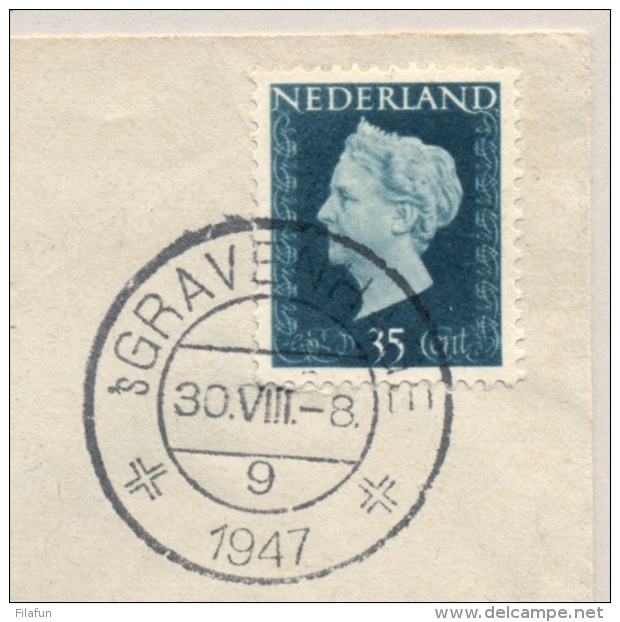 Nederland - 1947 - 35 Cent Wilhelmina Type Hartz Op KLM R-First Flight Amsterdam - Göteborg / Sweden - Brieven En Documenten