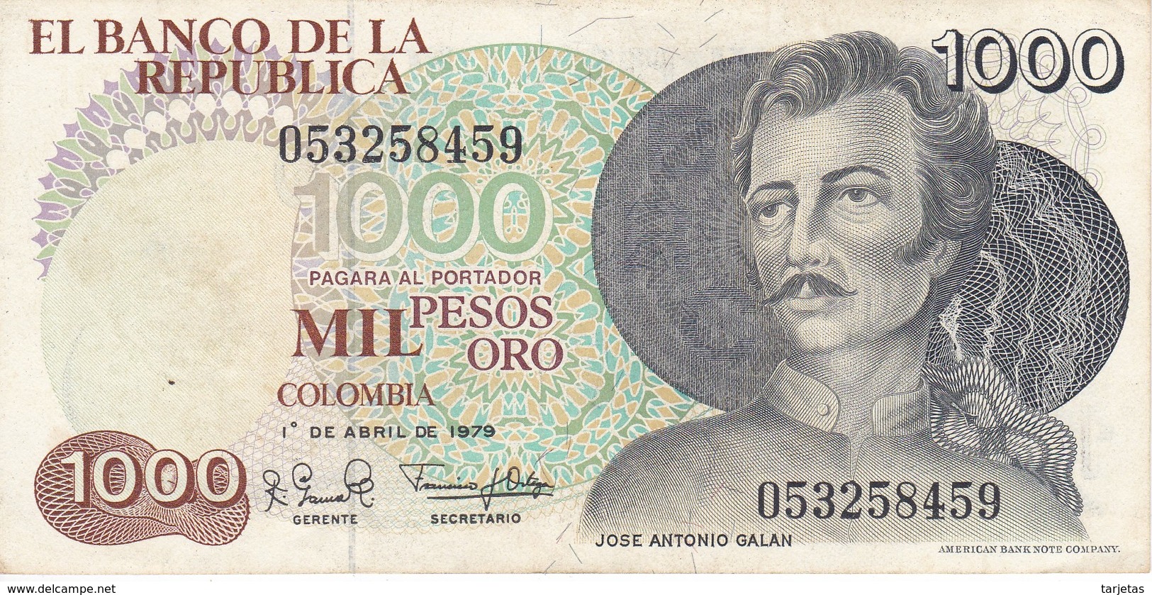 BILLETE DE COLOMBIA DE 1000 PESOS DEL AÑO 1979  (BANKNOTE) - Colombia