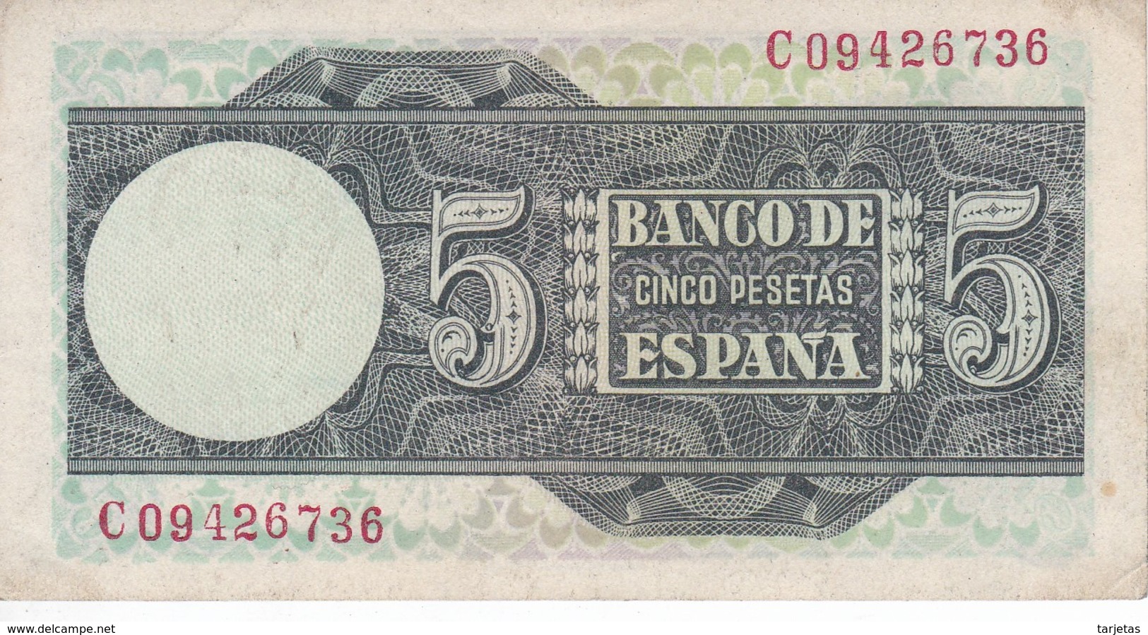 BILLETE DE ESPAÑA DE 5 PTAS DEL 1948 SERIE C CALIDAD MBC (VF) (BANKNOTE) - 5 Pesetas