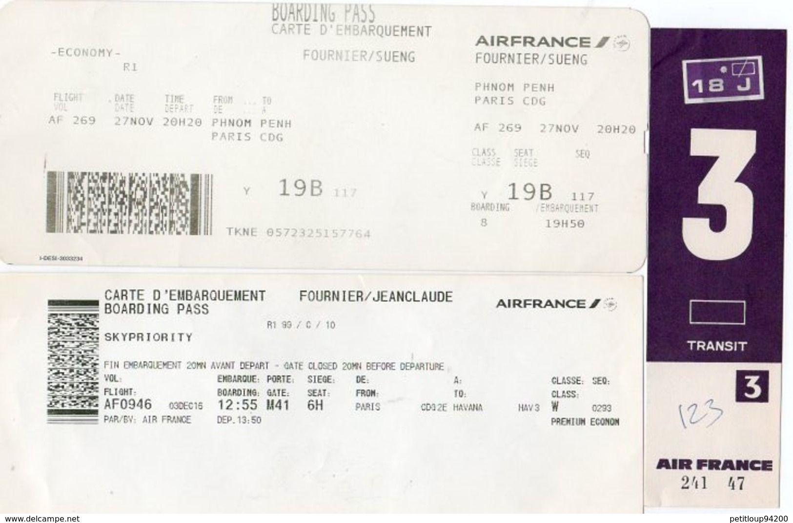 CARTES D'EMBARQUEMENT BOARDING PASS Air France  (lot De 6) - Instapkaart