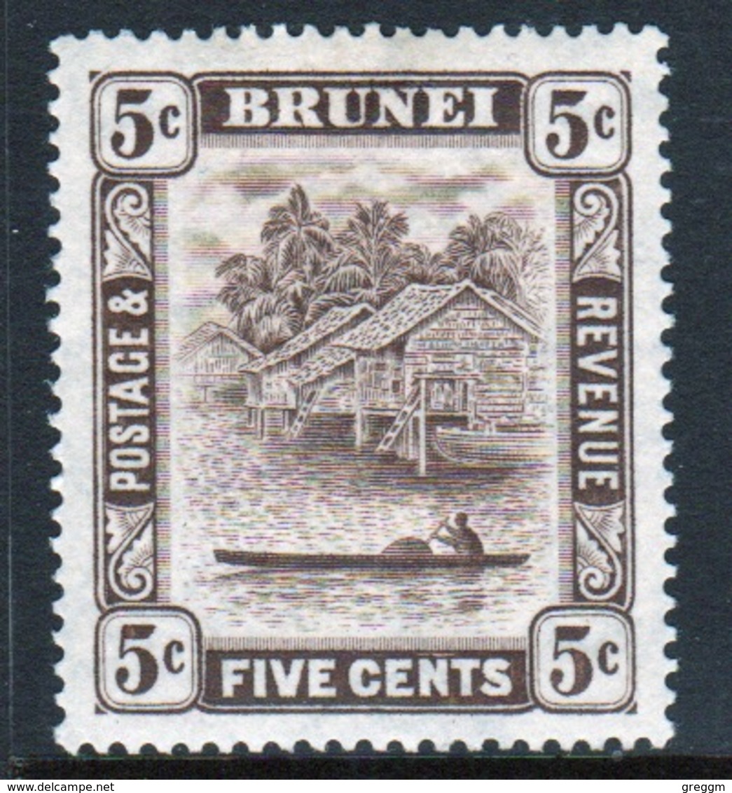 Brunei 5 Cent Chocolate Single Definitive Stamp From 1924. - Brunei (...-1984)