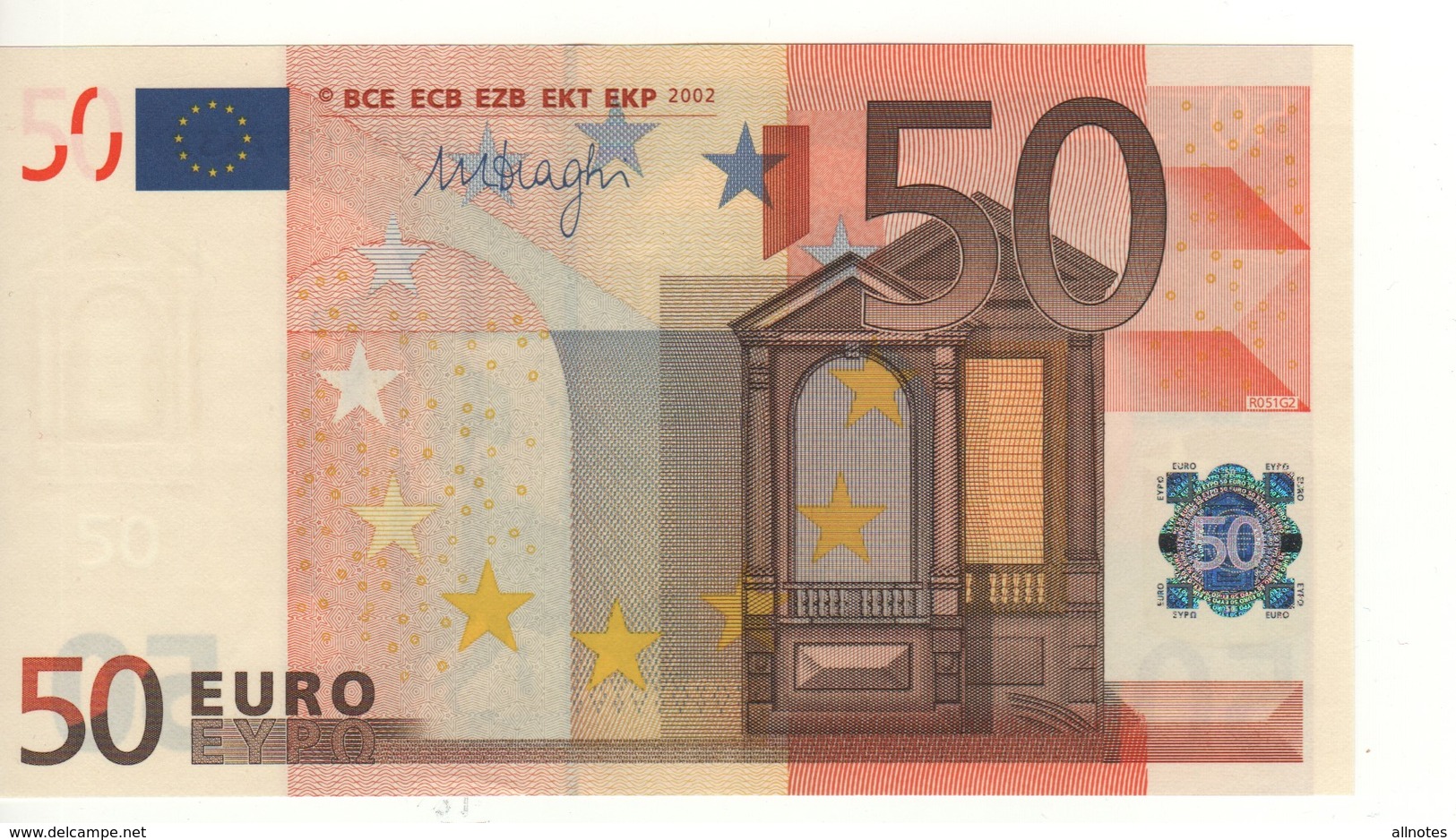 50 EURO  "H"  Slovenia    Firma  DRAGHI     R 051 G2  /  FDS  - UNC - 50 Euro