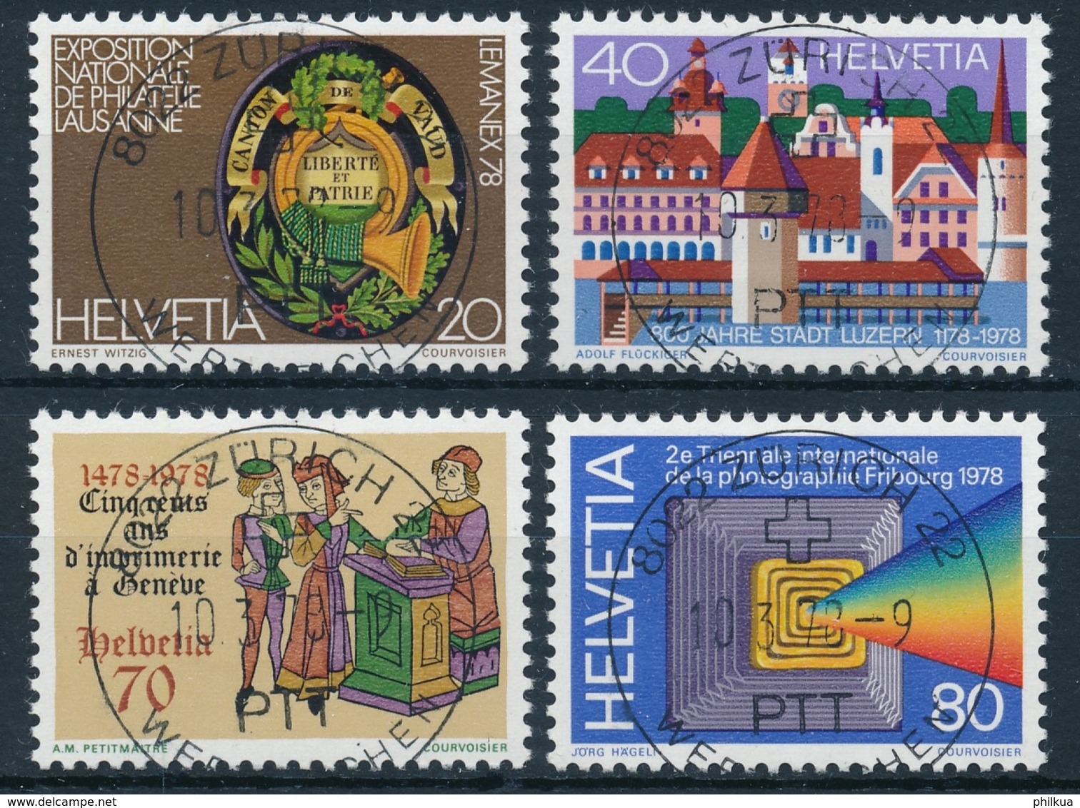 603-606 / 1116-1119 Mit Vollstempel ZÜRICH 22 WERTZEICHEN 10.03.1978 - Gebraucht