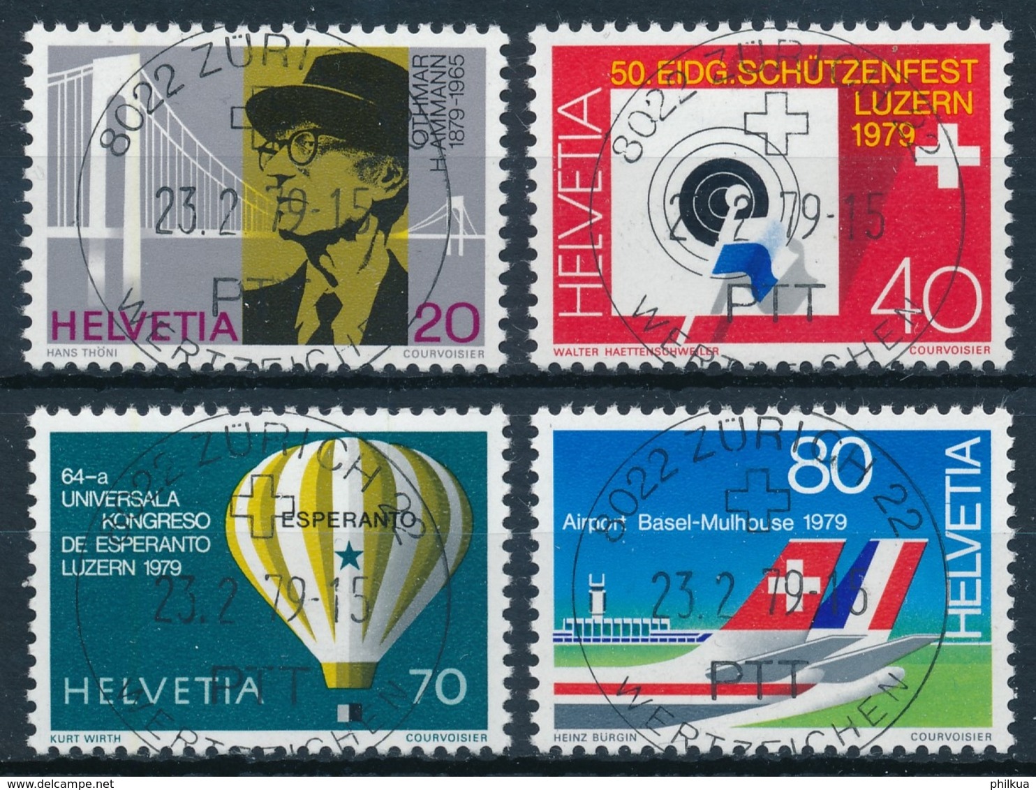 622-625 / 1150-1153 Mit Vollstempel ZÜRICH 22 WERTZEICHEN 23.02.1979 - Gebraucht