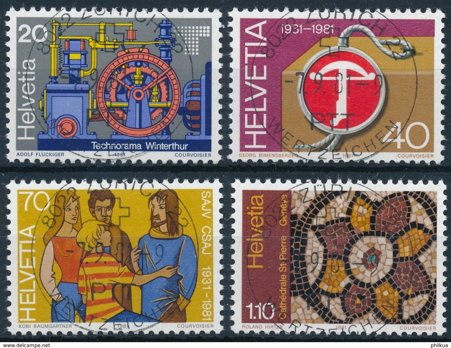 656-659 / 1206-1209 Mit Vollstempel ZÜRICH 22 WERTZEICHEN 07.09.1981 - Gebraucht