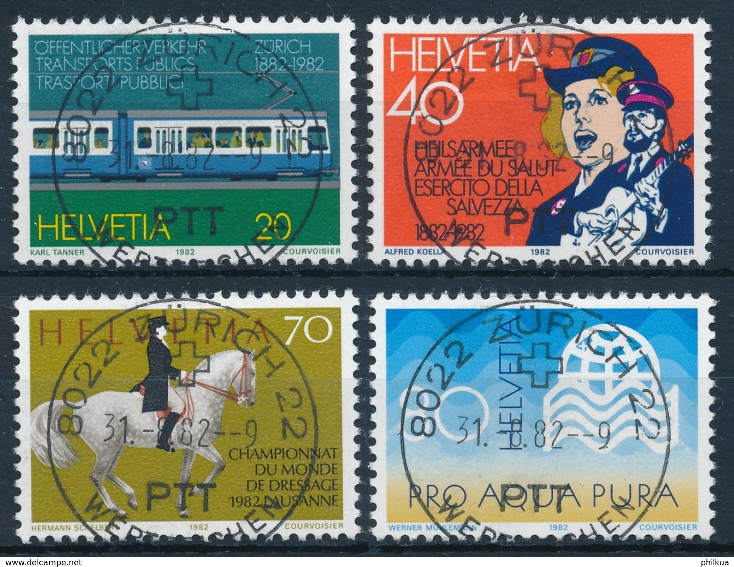 672-675 / 1232-1235 Mit Vollstempel ZÜRICH 22 WERTZEICHEN 31.08.1982 - Gebraucht