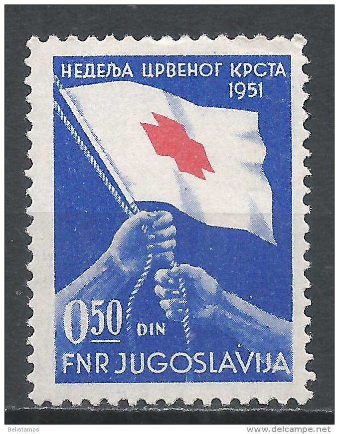 Yugoslavia 1951. Scott #RA9 (M) Hands Raising Red Cross Flag * - Bienfaisance