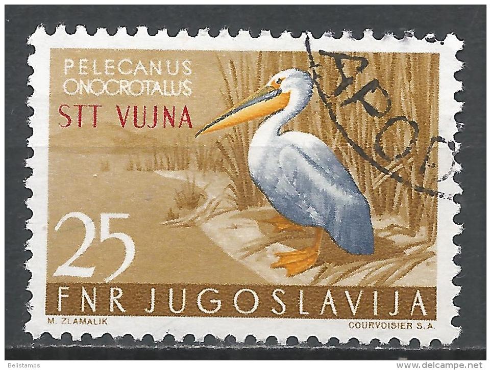 Yugoslavia (Trieste) 1954. Scott #98 (U) White Pelican, Overprinted STT VUJNA * - Oblitérés