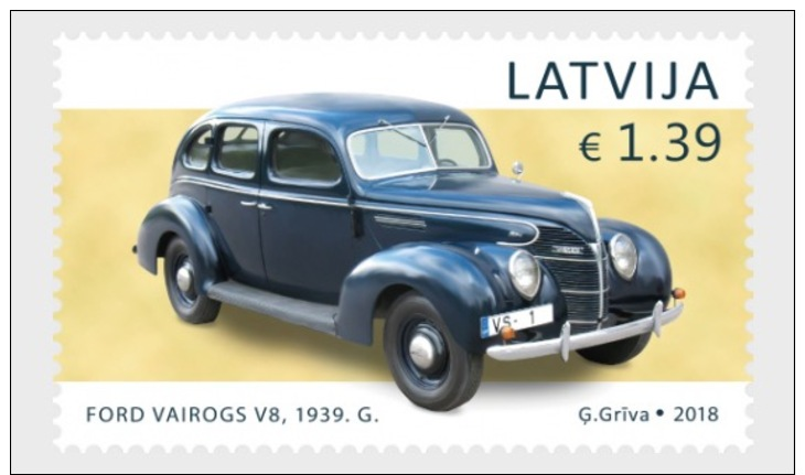 H01 Latvia 2018 History Of Automobiles Ford Vairogs V8 MNH Postfrisch - Lettland