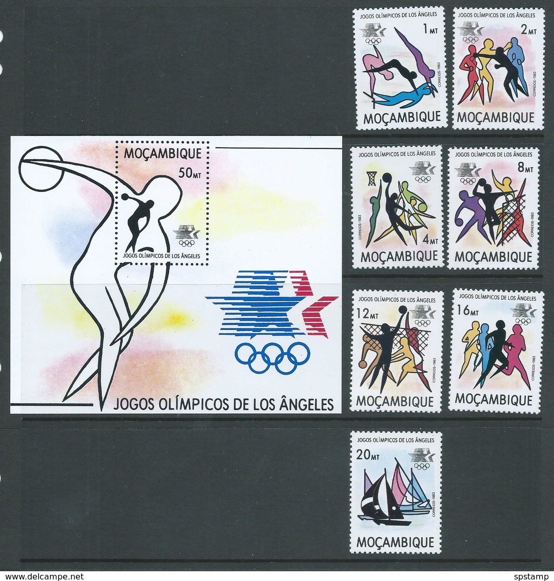 Mozambique 1983 Los Angeles Olympic Games Set Of 7 & Miniature Sheet MNH - Mozambique