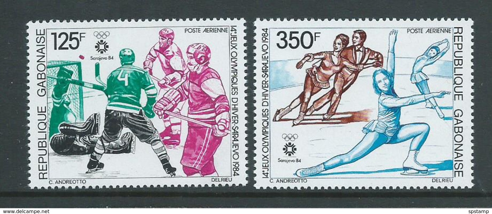 Gabon 1984 Sarajevo Winter Olympic Games Airmail Set Of 2 MNH - Gabon