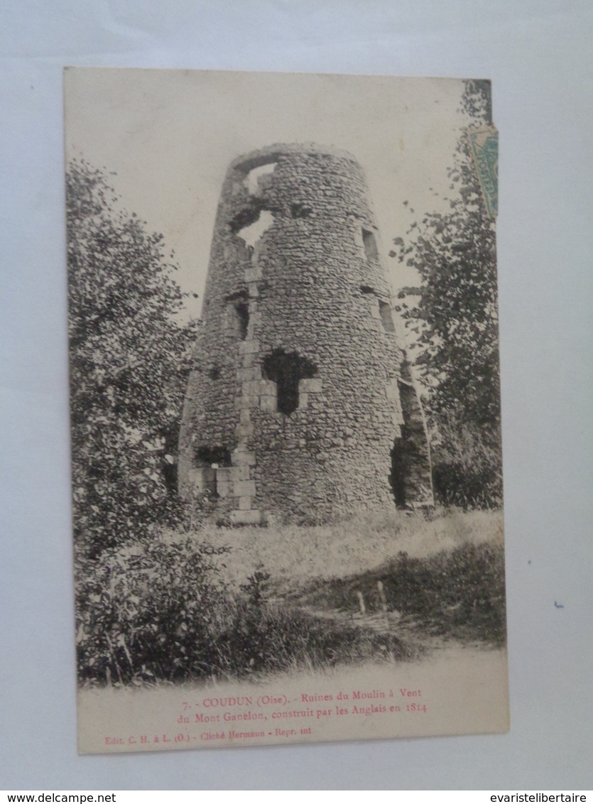 COUDUN : Ruines Du Moulin à Vent Du Mont Gamelon ,construit Par Les Anglais En 1814,n°7 - Autres & Non Classés