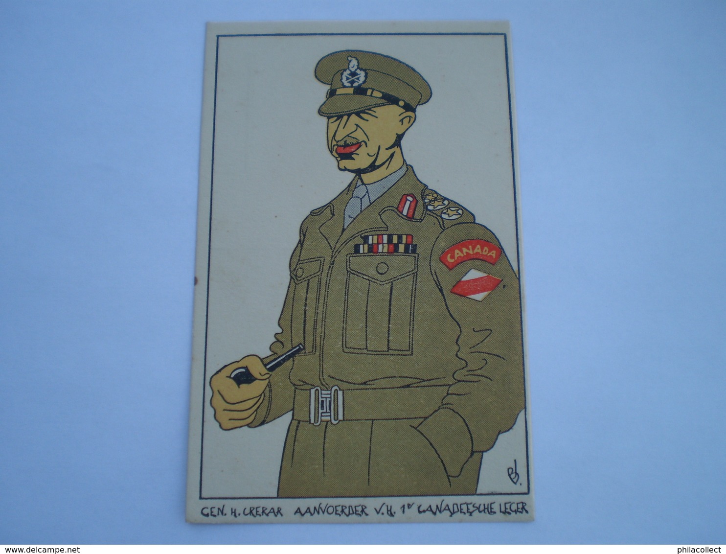 Militair - WW2 // Caricature // Gen.H.Crerar // NL Card // 19?? - Personen