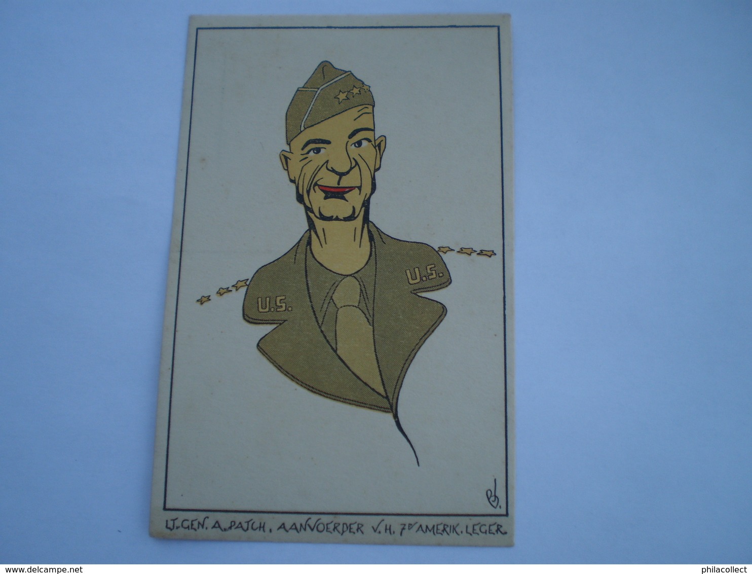 Militair - WW2 // Caricature // Lt.Gen.A.Patch // NL Card // 19?? - Personen