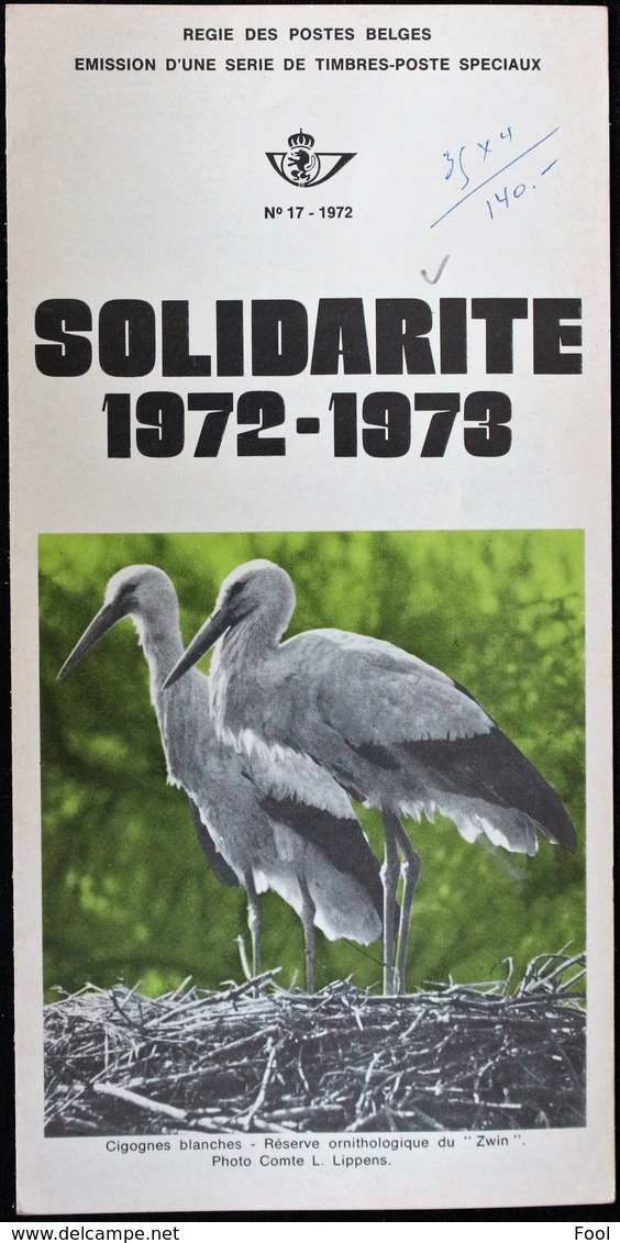 Dépliant Philatélique Folder Flyer N°17 - 1972 3 Volets Ornithologie Zwin - Post-Faltblätter