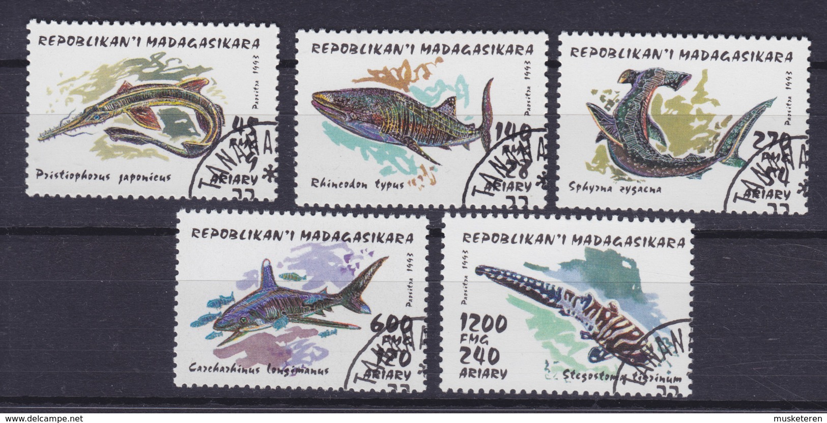 Madagascar 1993 Mi. 1528-32 Haie Sharks - Madagaskar (1960-...)