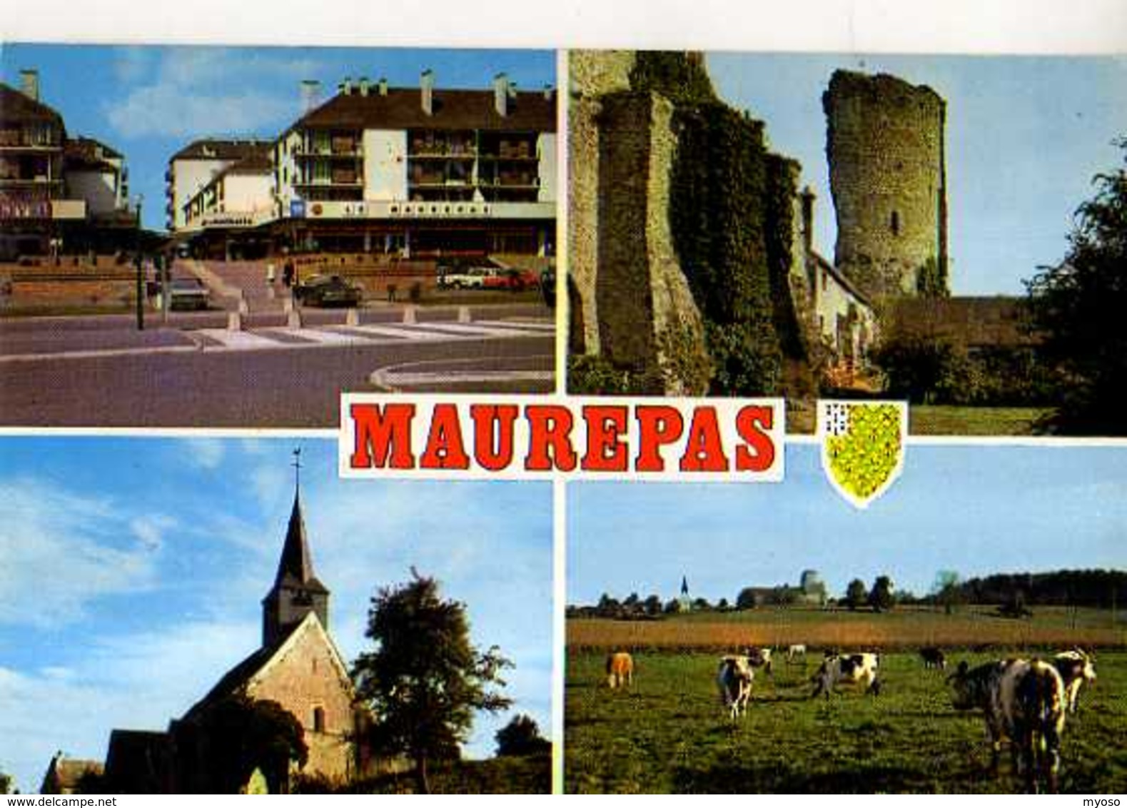 78  MAUREPAS La Ville Nouvelle Centre Commercial Principal Le Village:tour Eglise Paysage, Vaches - Maurepas