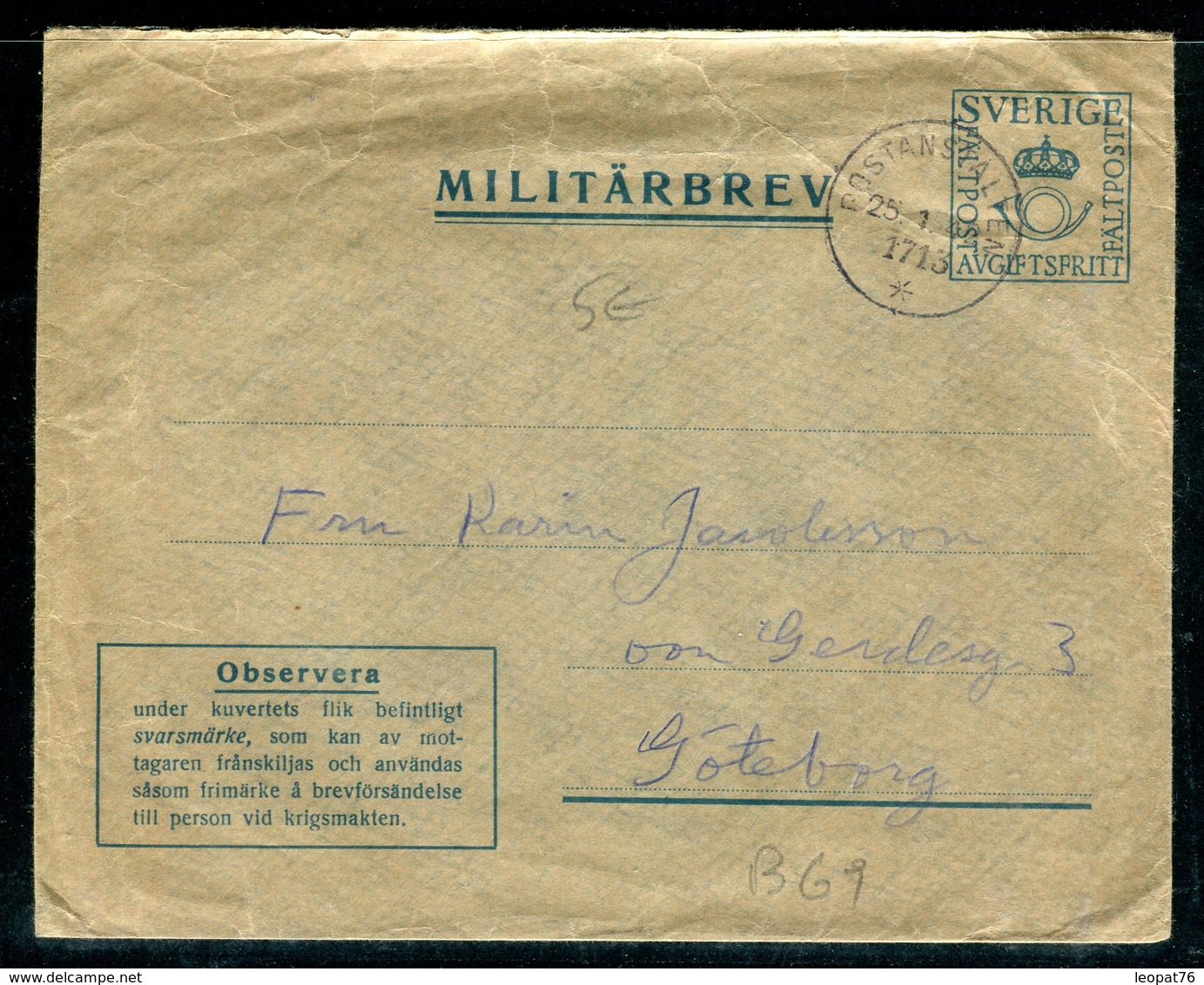 Suède - Enveloppe En FM En 1942 Pour Goteborg - Covers & Documents