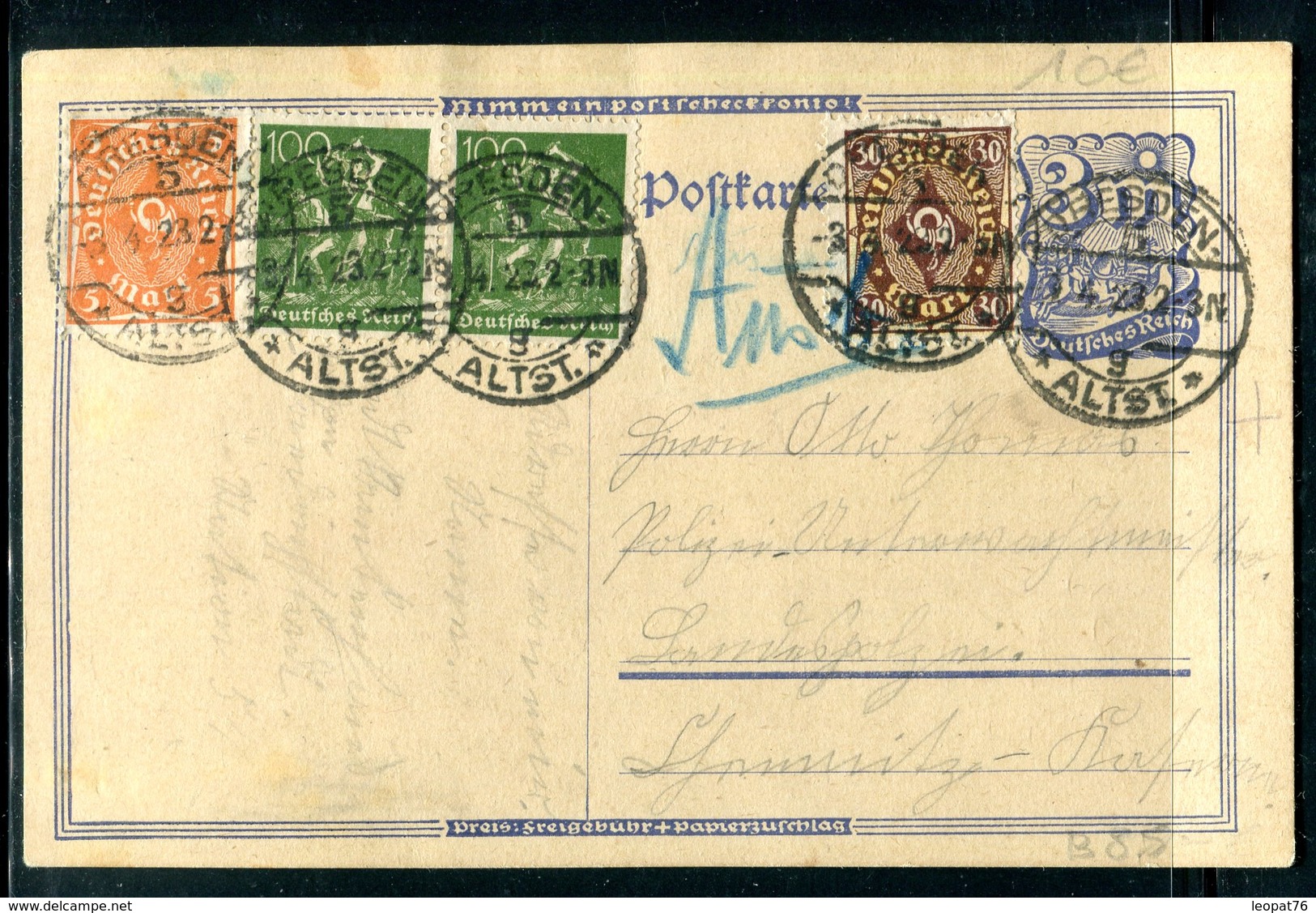 Allemagne - Entier Postal + Complément De Dresden En 1922 - Tarjetas