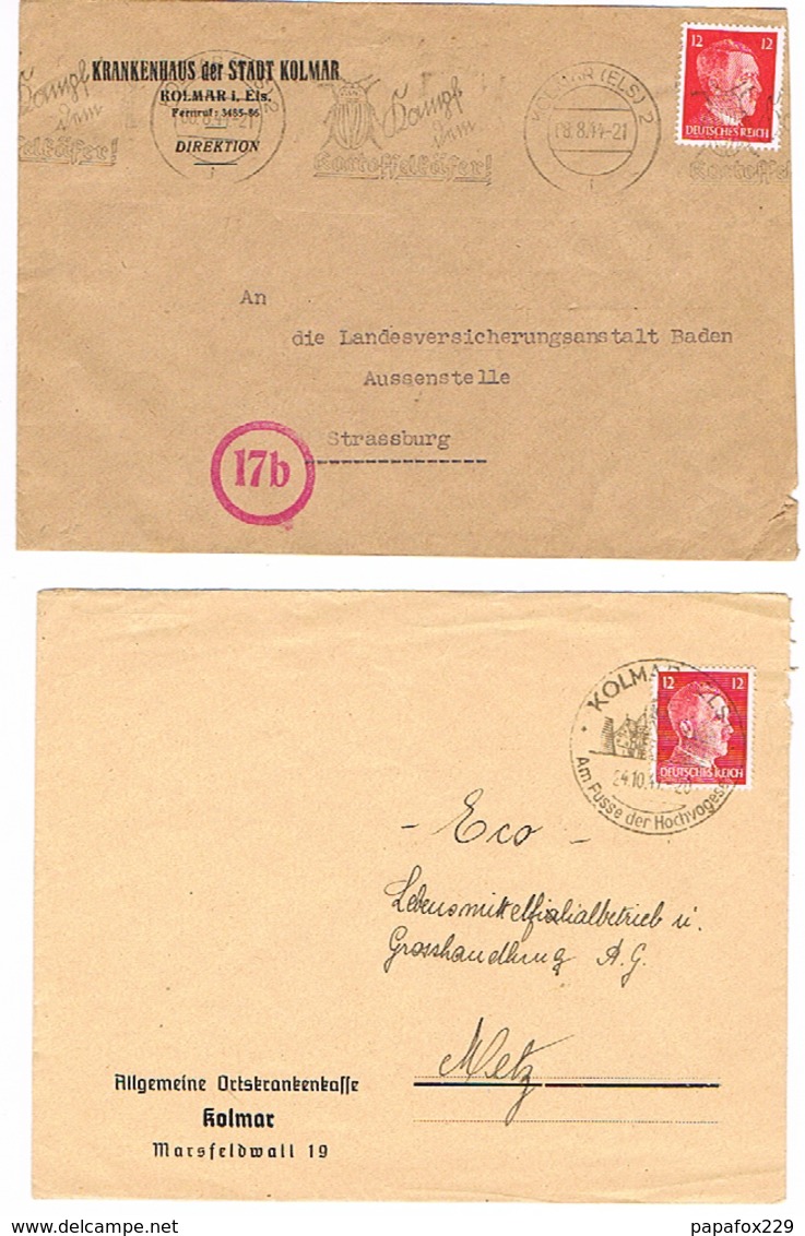 LOT COLMAR ENVELOPPES ENTIERS CP COMMERCIALES 1897 A 1944 Alsace Elsass - Non Classés