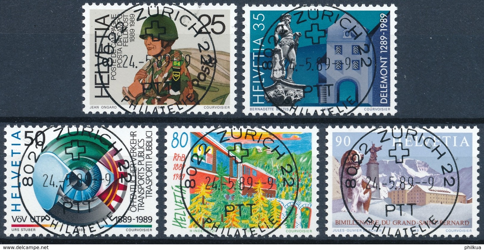 770-774 / 1385-1389 Mit Vollstempel ZÜRICH 22 PHILATELIE 24.05.1989 - Gebraucht