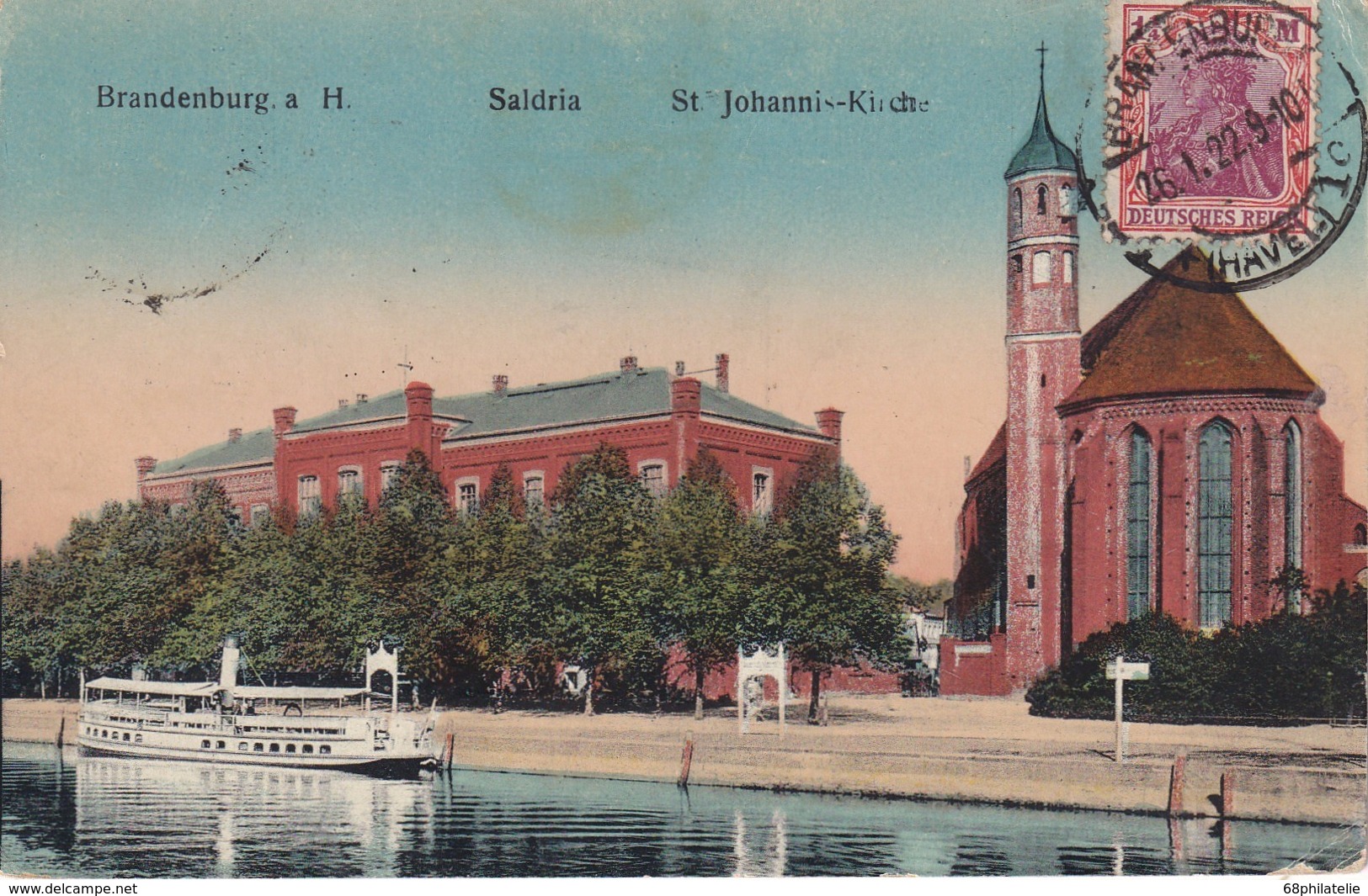 ALLEMAGNE 1922 CARTE POSTALE  DE BRANDENBURG  SALDRIA   ST.JOHANN KIRCHE - Brandenburg