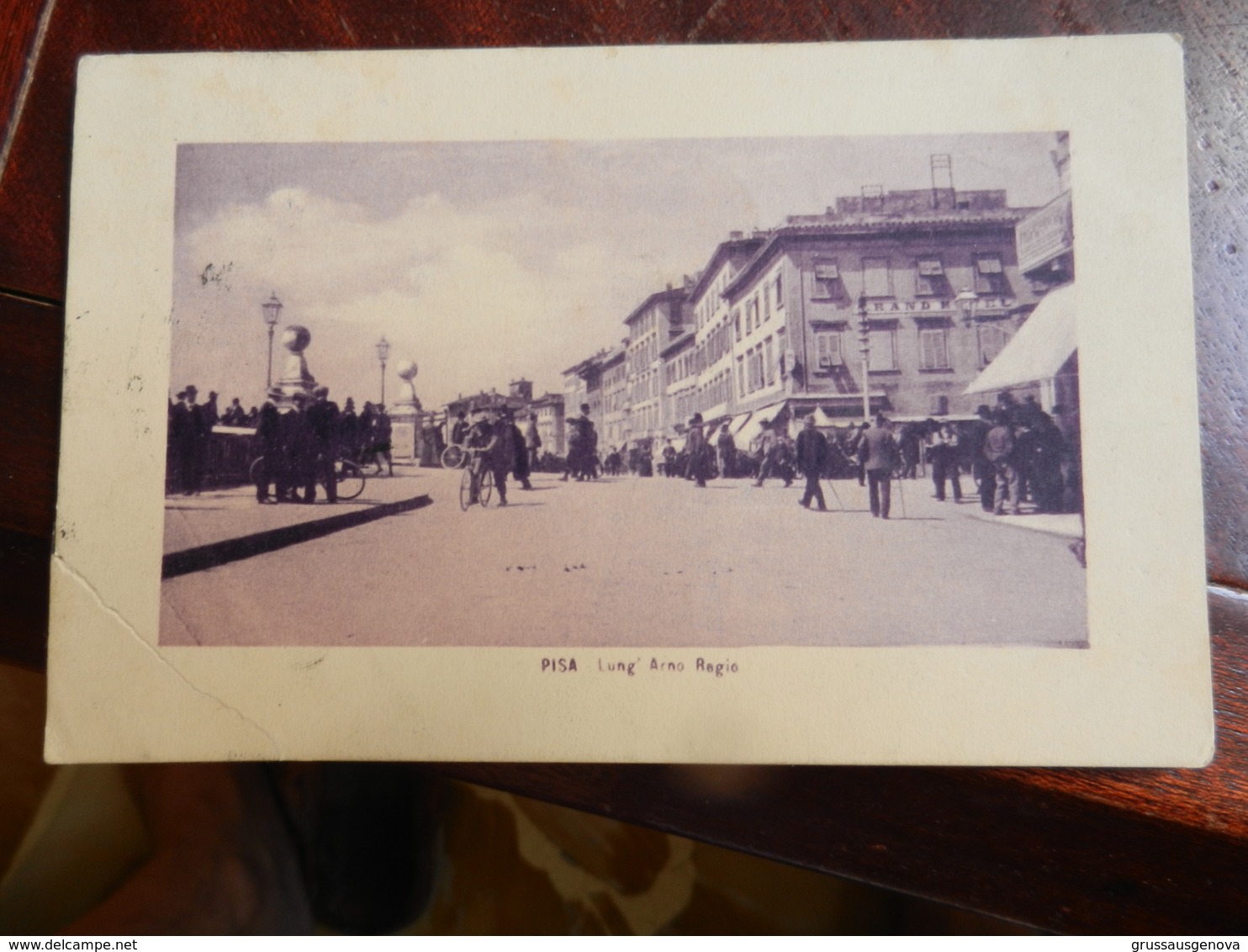 18054) PISA LUNG'ARNO REGIO VIAGGIATA 1910 ANGOLO RIPARARTO CON NASTRO ADESIVO - Pisa