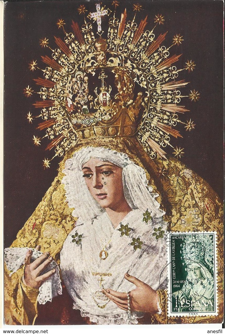 España. 1964. Tarjeta Primer Día Emisión. Virgen De La Macarena. - Tarjetas Máxima