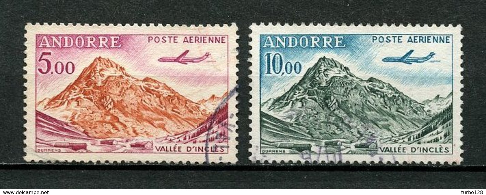ANDORRE 1961 PA N° 7 Et 8 Oblitetérés Superbes C 6,90 € Avions Caravelle Vallée D' Inclès à Soldeu - Luchtpost