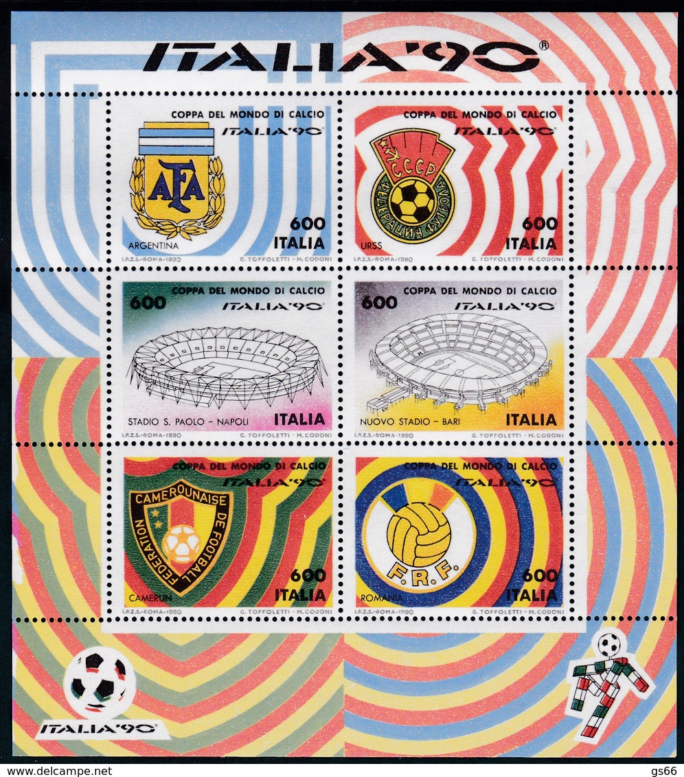 1990,  Italien, 2111/16 Block 4,  Fußball-Weltmeisterschaft, Coppa Del Mondo Di Calcio, MNH ** - Blocchi & Foglietti