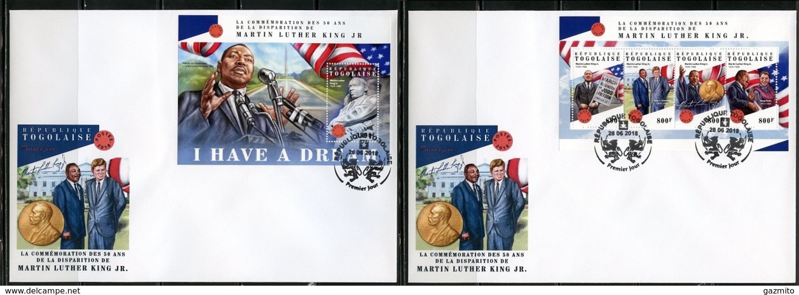 Togo 2018, M. Luther King, 4val In BF+BF In 2FDC - Martin Luther King