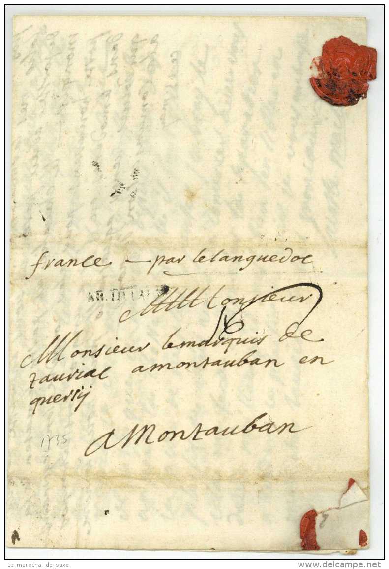 Guerre De La Succession De Pologne - Armee D'Italie - CREMONA 1735 Montauban Marque D'armee - Army Postmarks (before 1900)