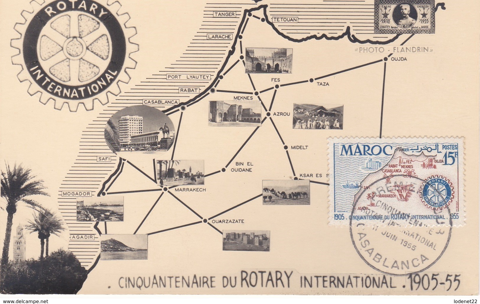 MAROC  Carte Maximum  Cinquentenaire Du Rotaryy International   Jui. 55 - Lettres & Documents