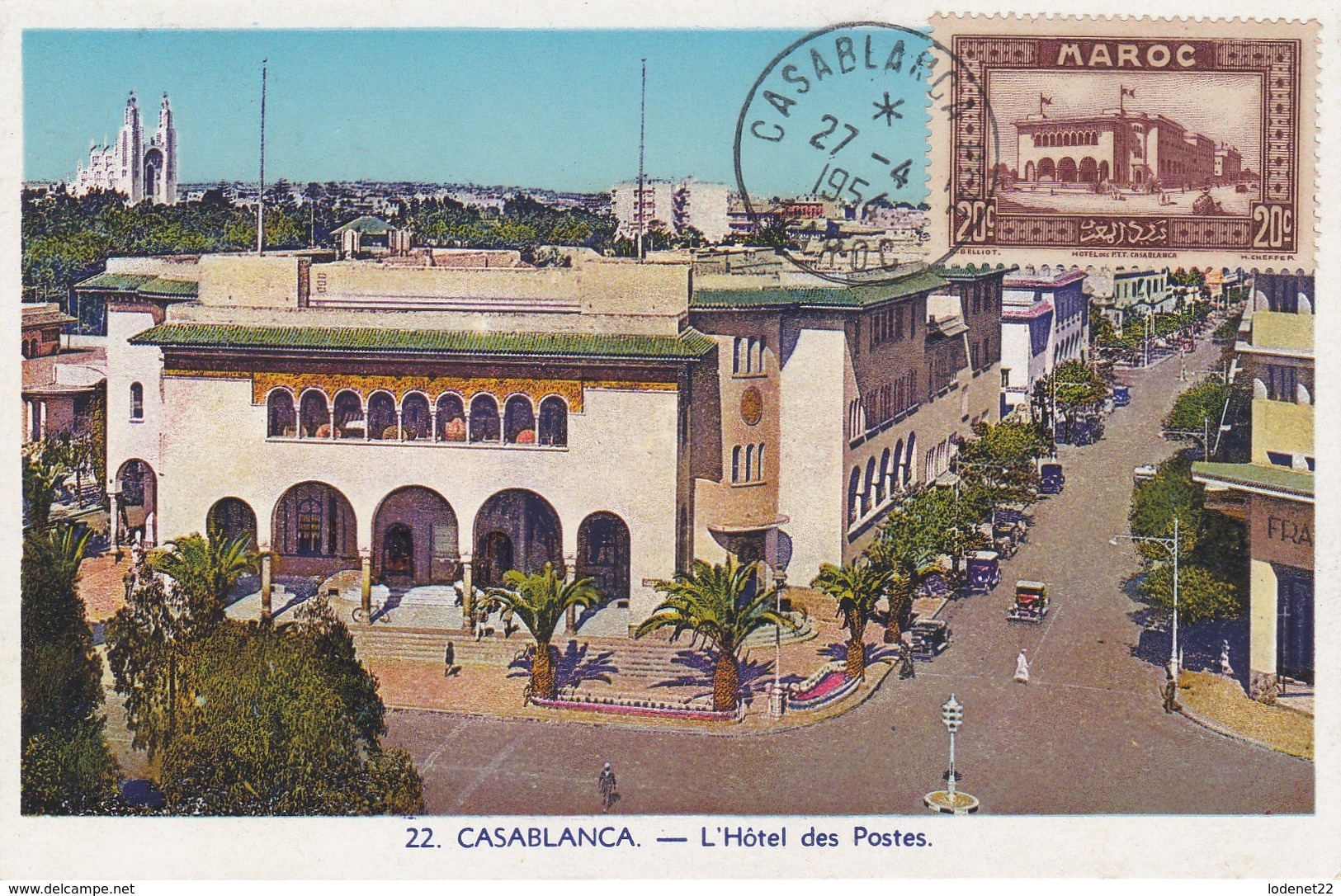MAROC  Carte Maximum  Hotel Des Postes Casablanca   Avr. 54 - Lettres & Documents